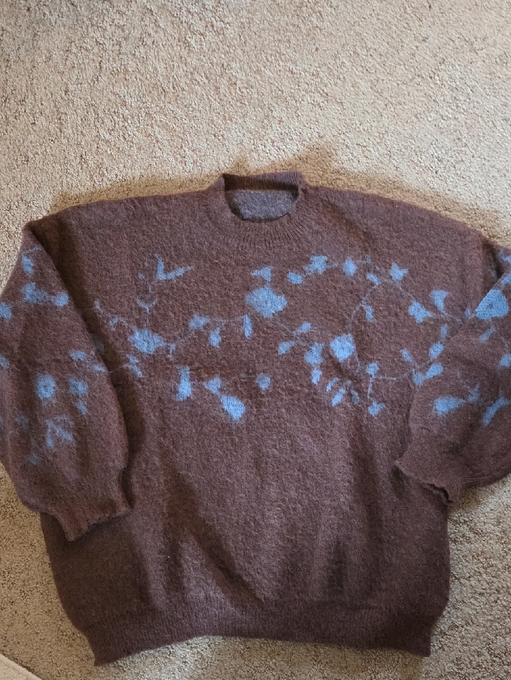 Womens Pkum Crewneck Sweater with Blue Pattern